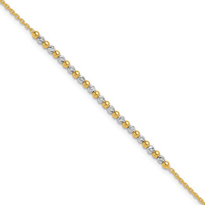 14K Two-tone Diamond-cut Beaded 7.5 inch Bracelet - SF-15F034C6-5409