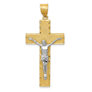 14K Two-tone Diamond-cut Crucifix Pendant - D3-84B9D6A6-4626
