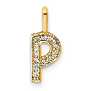 14K  Gold Diamond Letter P Initial Pendant