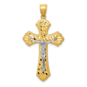 14k Two-tone Diamond-cut Passion Crucifix Pendant - K6-8D926E74-2020