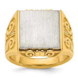 14k Two-Tone Engravable Square Signet ring