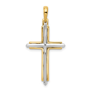 14k Two-tone Fancy Cross Pendant - D1-393E21F2-1816