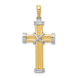 14k Two-tone Fancy Cross Pendant - D1-C39AF731-5847