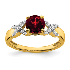 14k Two-tone Garnet and Diamond Ring