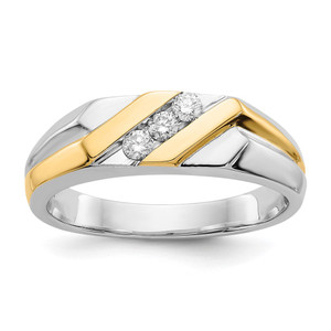 14k Two-tone Gold Diamond Mens Ring - RM-18421F36-1672