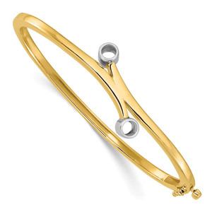 14k Two-tone Holds 1/2 carat 2-4.0mm Round Stones Hinged Oval Bangle Bracelet Mounting