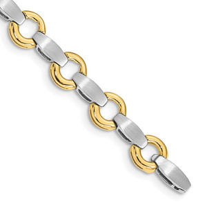 14k Two-tone Holds 13 Stones up to 2.5mm Satin Curved Bar Add-a-Diamond 7 inch Bracelet