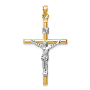 14k Two-tone Hollow Crucifix Pendant - XR-7F8D5508-3739