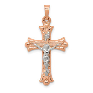 14k Two-tone Hollow Crucifix Pendant - XR-C02EB794-1628