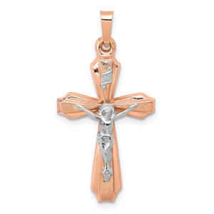 14k Two-tone Hollow Crucifix Pendant - XR-EA8EA085-1578