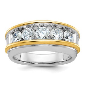 14k Two-tone IBGoodman Men's Polished 5-Stone Ring Mounting - B6-9B506D0B-6606