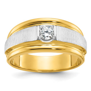 14k Two-tone IBGoodman Men's Polished and Satin 1/4 carat Diamond Complete Ring - B5-7C0650AC-3076