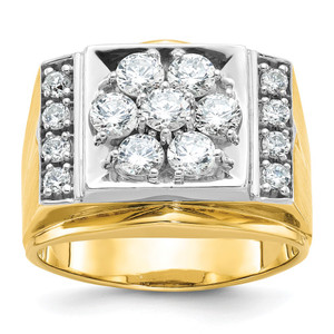 14k Two-tone IBGoodman Men's Polished and Satin Cluster Ring Mounting - B5-7267F88D-1089