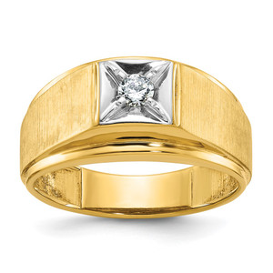 14k Two-tone IBGoodman Men's Polished and Satin Diamond Ring Mounting - B0-E34CD812-4459