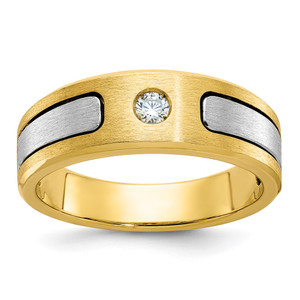14k Two-tone IBGoodman Men's Polished and Satin Diamond Ring Mounting - B6-1AA9AE34-6274