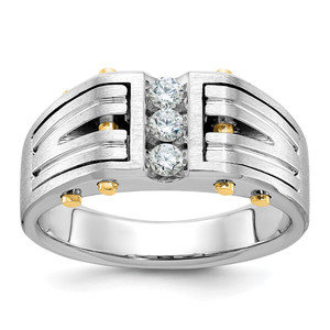 14k Two-tone IBGoodman Men's Polished and Satin Diamond Ring Mounting - B6-2A00C5DA-4612