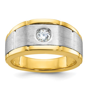 14k Two-tone IBGoodman Men's Polished and Satin Diamond Ring Mounting - B6-42112E1D-7419