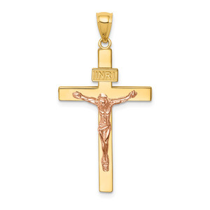 14K Two-tone INRI Crucifix Pendant - C4-961D646E-4883