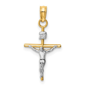 14k Two-tone INRI Crucifix Pendant - M2-048C2FAF-9193