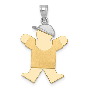 14k Two-Tone Large Boy with Hat on Right Engravable Charm - XK-2BC80104-9537