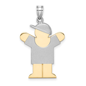 14k Two-Tone Large Boy with Hat on Right Engravable Charm - XK-C953D13E-4495