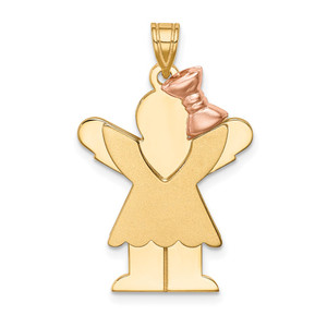14k Two-Tone Large Girl with Bow on Right Engravable Charm - XK-2E74C98B-2487