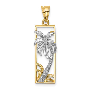 14K Two-tone Palm Tree Pendant - D4-7FB53227-1924