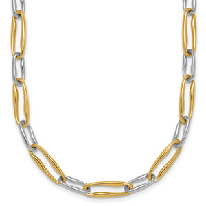 14k Two-tone Polished 5.75mm Fancy Long Link 18 inch Necklace