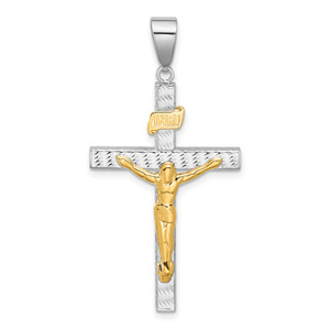 14K Two-tone Polished and Diamond-cut Crucifix Pendant - C4-0E980364-3113