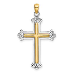 14K Two-tone Polished Cross Charm - K9-DE41172F-9712