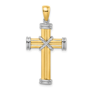 14K Two-tone Polished Cross Charm - K9-E2BC7D33-6188