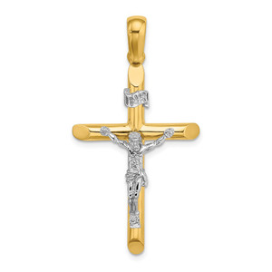 14K Two-tone Polished Crucifix Charm