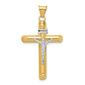 14k Two-Tone Polished Crucifix Pendant - K6-571F1A1C-4436