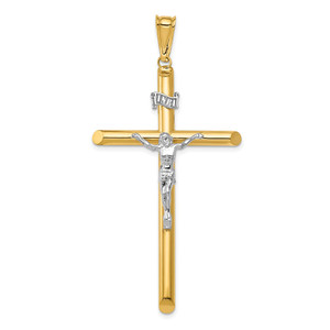 14k Two-Tone Polished Crucifix Pendant - K6-70204144-5850
