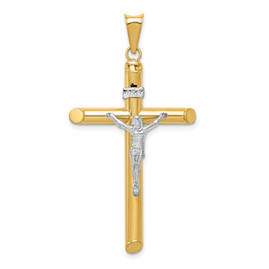 14k Two-Tone Polished Crucifix Pendant - K6-D4F5E0C2-4844