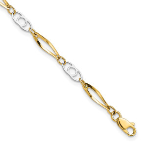 14k Two-Tone Polished Fancy Link 7 inch Bracelet