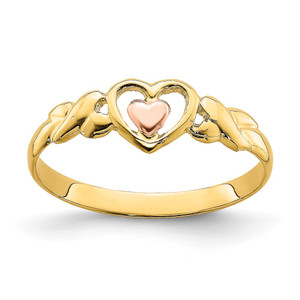 14k Two-Tone Polished Hearts Ring