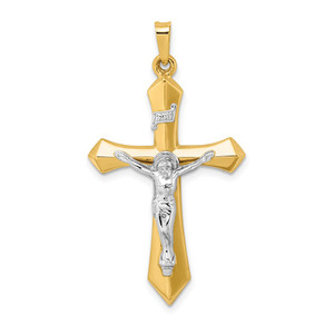 14k Two-tone Polished INRI Crucifix Pendant - XR-1CD154A1-2792