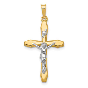 14k Two-tone Polished INRI Crucifix Pendant - XR-5EBDC0CD-6616