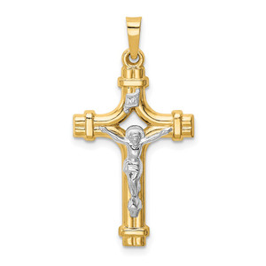 14k Two-tone Polished INRI Crucifix Pendant - XR-62AAAEB6-4258