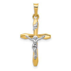 14k Two-tone Polished INRI Crucifix Pendant - XR-711A6929-1418