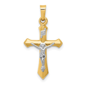 14k Two-tone Polished INRI Crucifix Pendant - XR-A4F81319-4858