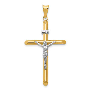 14k Two-Tone Polished Jesus Crucifix Pendant - K6-7B1D49FF-5305