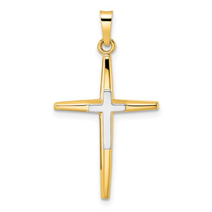 14k Two-tone Polished Solid Double Cross Pendant - XR-81326DE6-1113