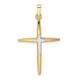 14k Two-tone Polished Solid Double Cross Pendant - XR-8D16BAE0-2535