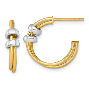 14k Two-tone Polished with Rings Double C-Hoop Post Earrings - TF-120A0804-9983
