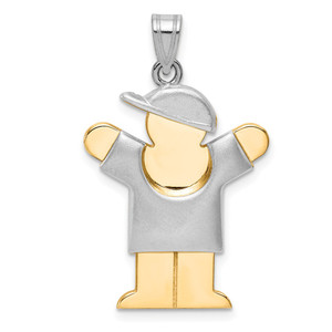 14k Two-Tone Puffed Boy with Hat on Right Engravable Charm - XK-2771F46D-9842