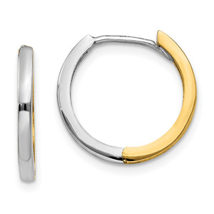 14k Two-tone Round Hinged Hoop Earrings - TM-C037574F-7688