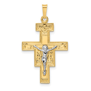 14k Two-tone Solid Crucifix Pendant - XR-F23EF3FD-2460