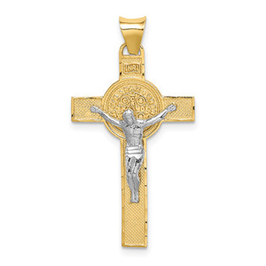 14k Two-Tone St. Benedict Medal Crucifix Cross Pendant - K5-30192F02-4253